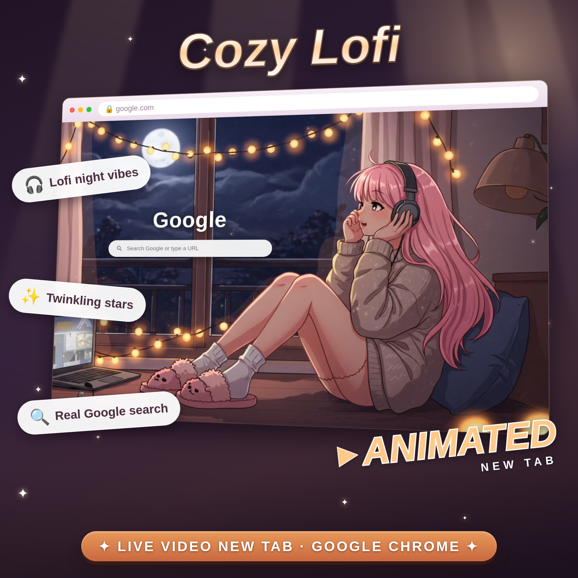 Cozy Lofi Night Animated New Tab