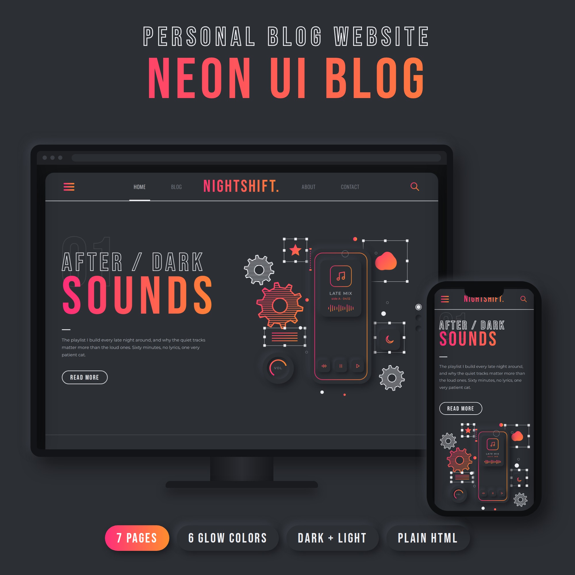 Neon UI Blog Website