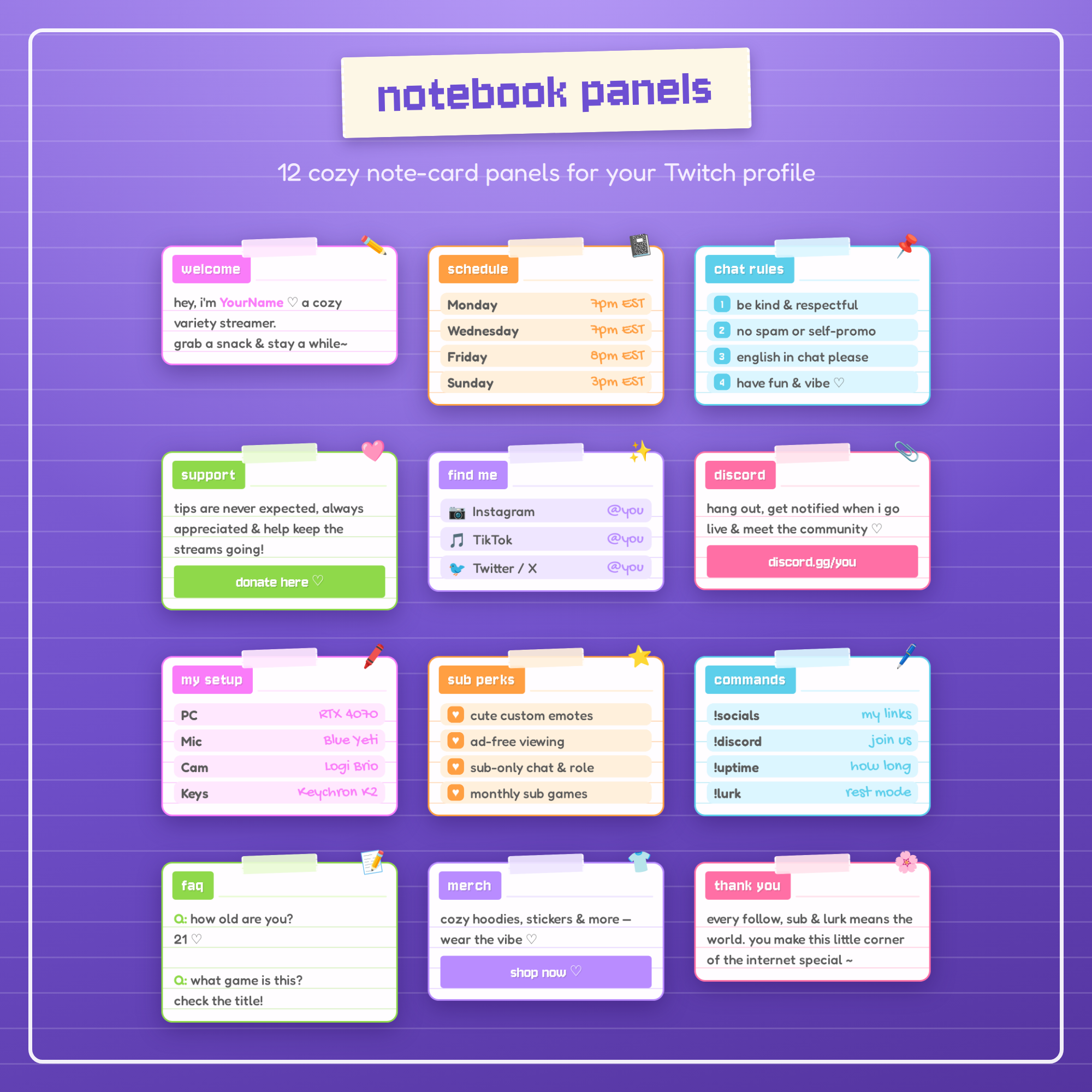 Notebook Twitch Panels