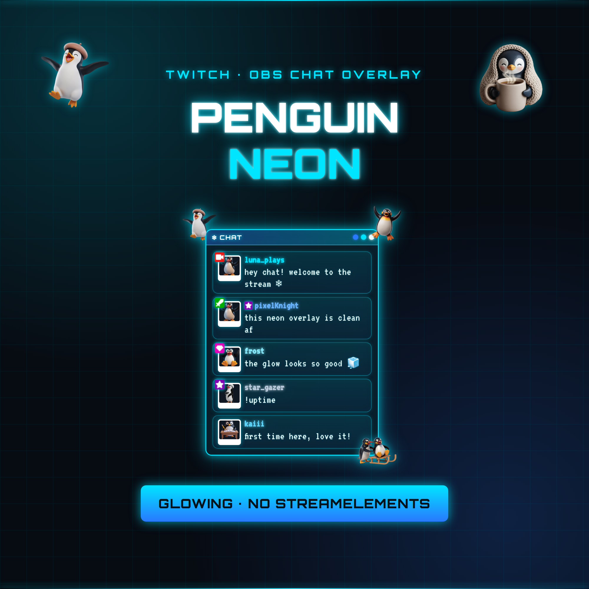 Penguin Neon Chat Box