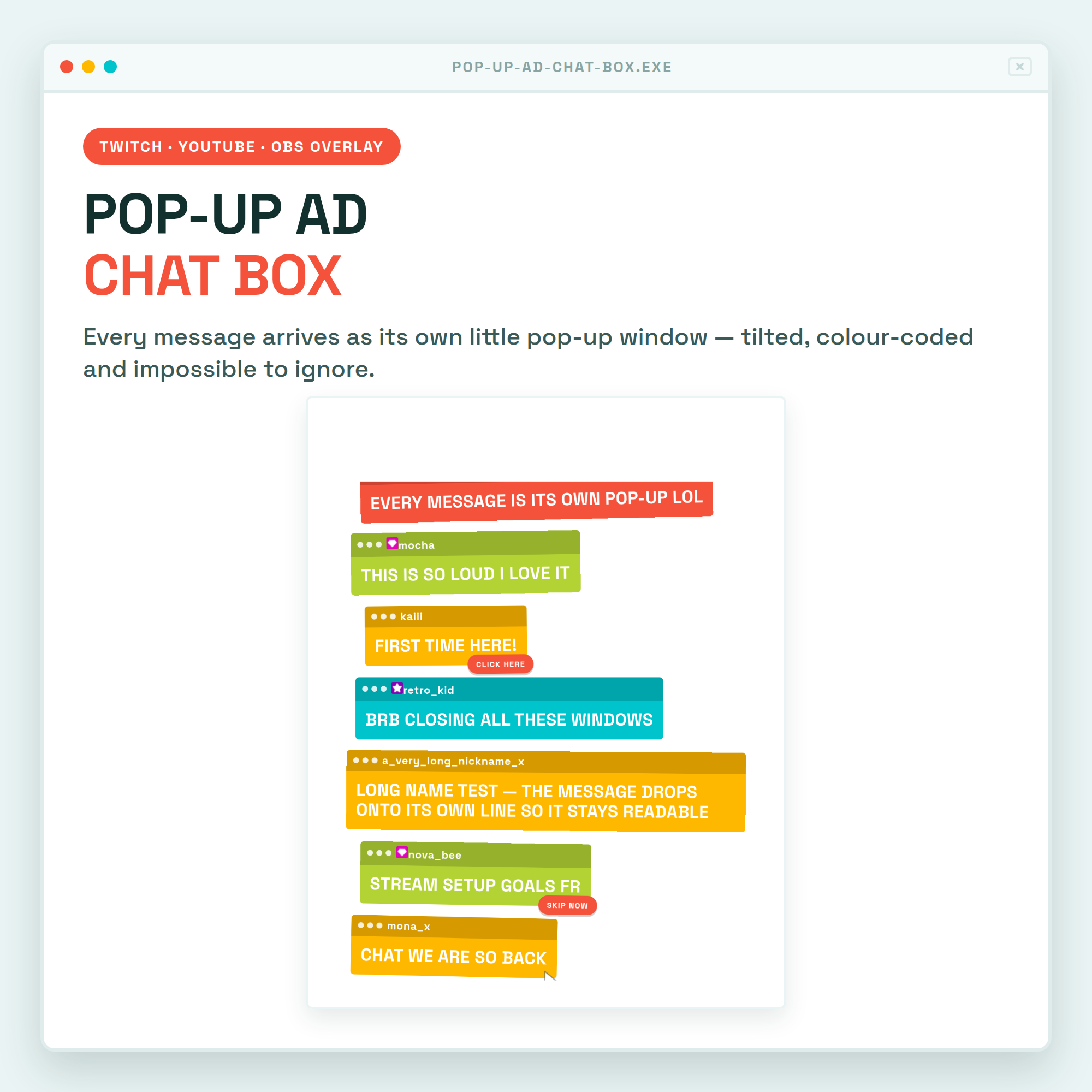 Pop-Up Ad Chat Box