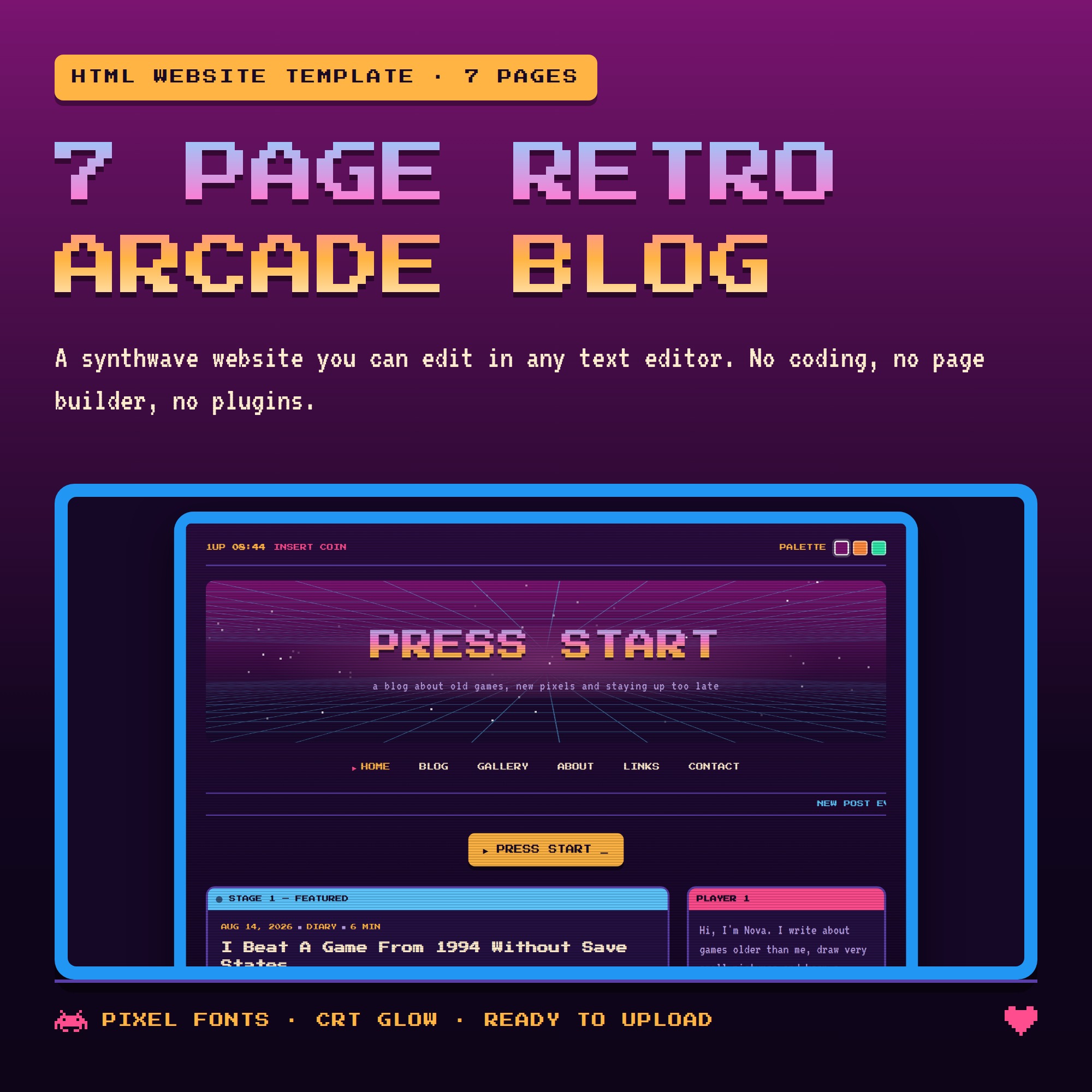 Press Start Retro Arcade Blog Website