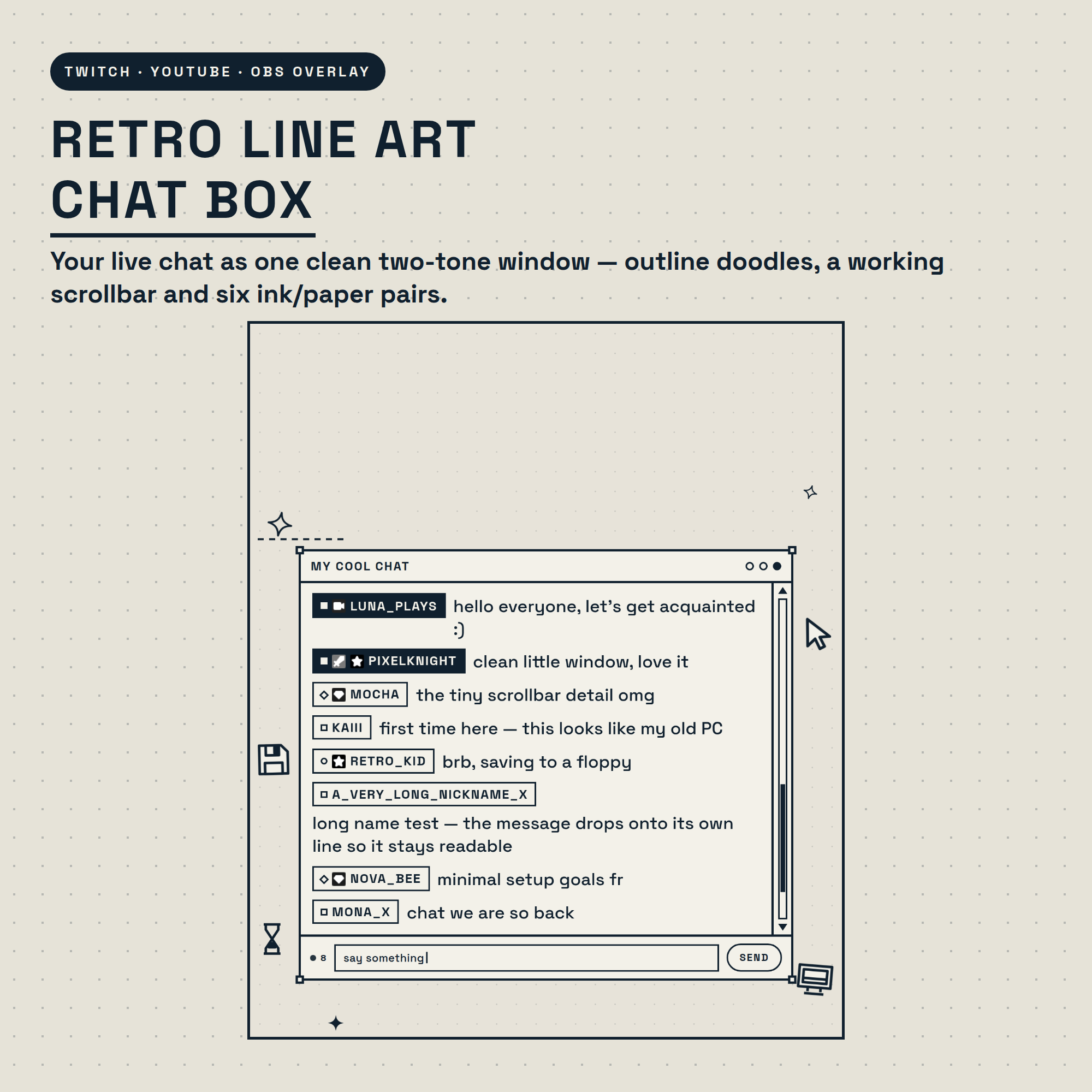 Retro Line Art Chat Box