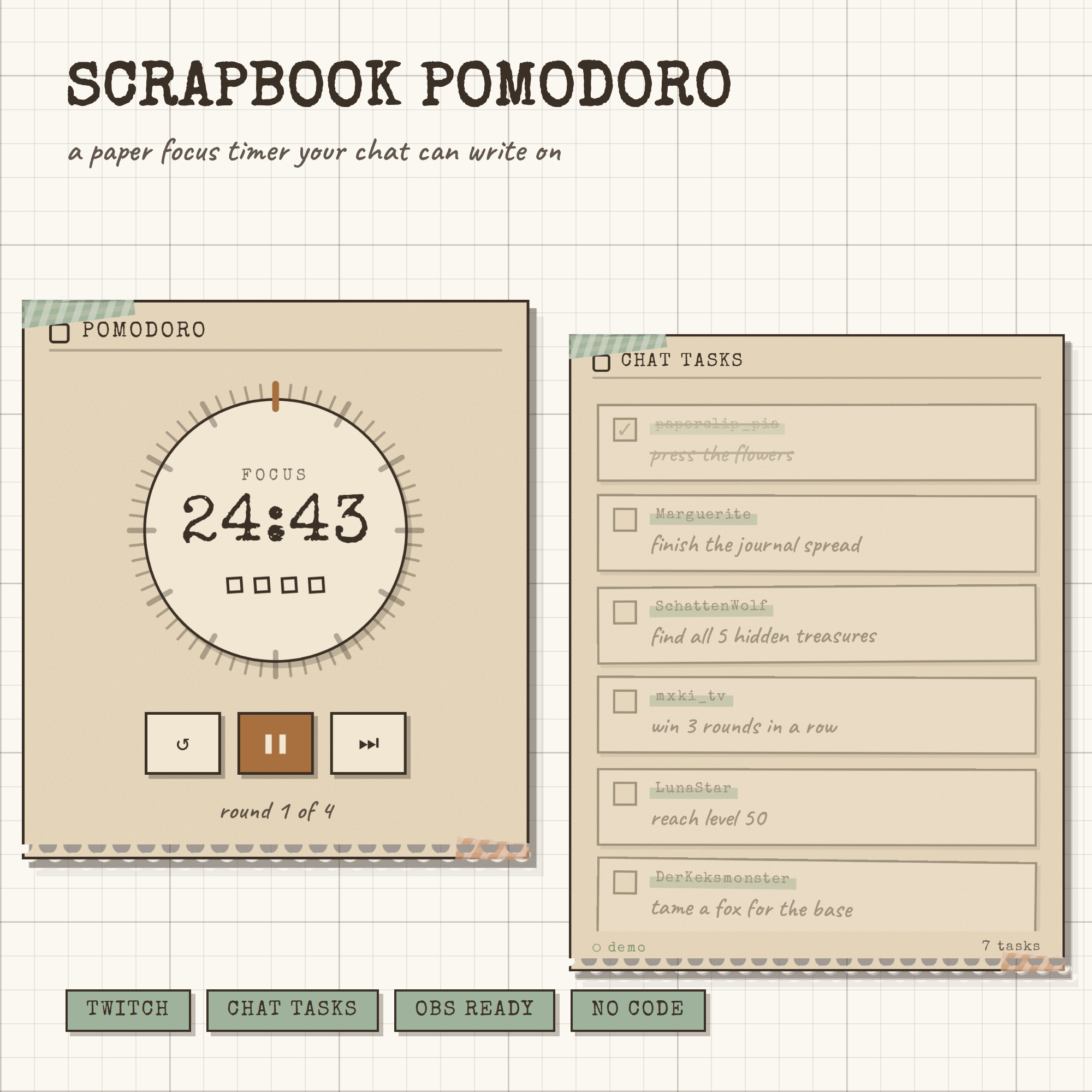 Scrapbook Pomodoro Chat Tasks