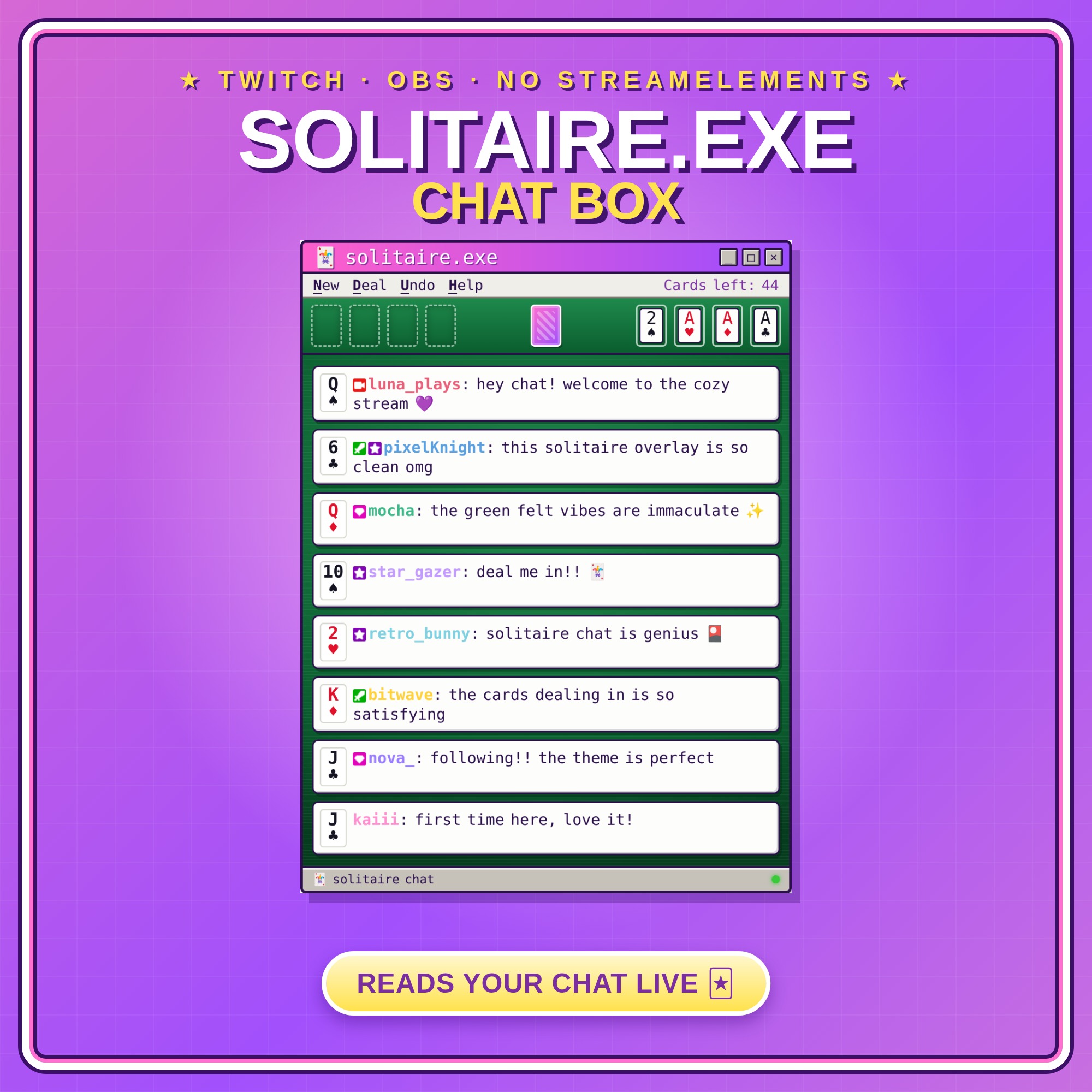 Solitaire Chat Box