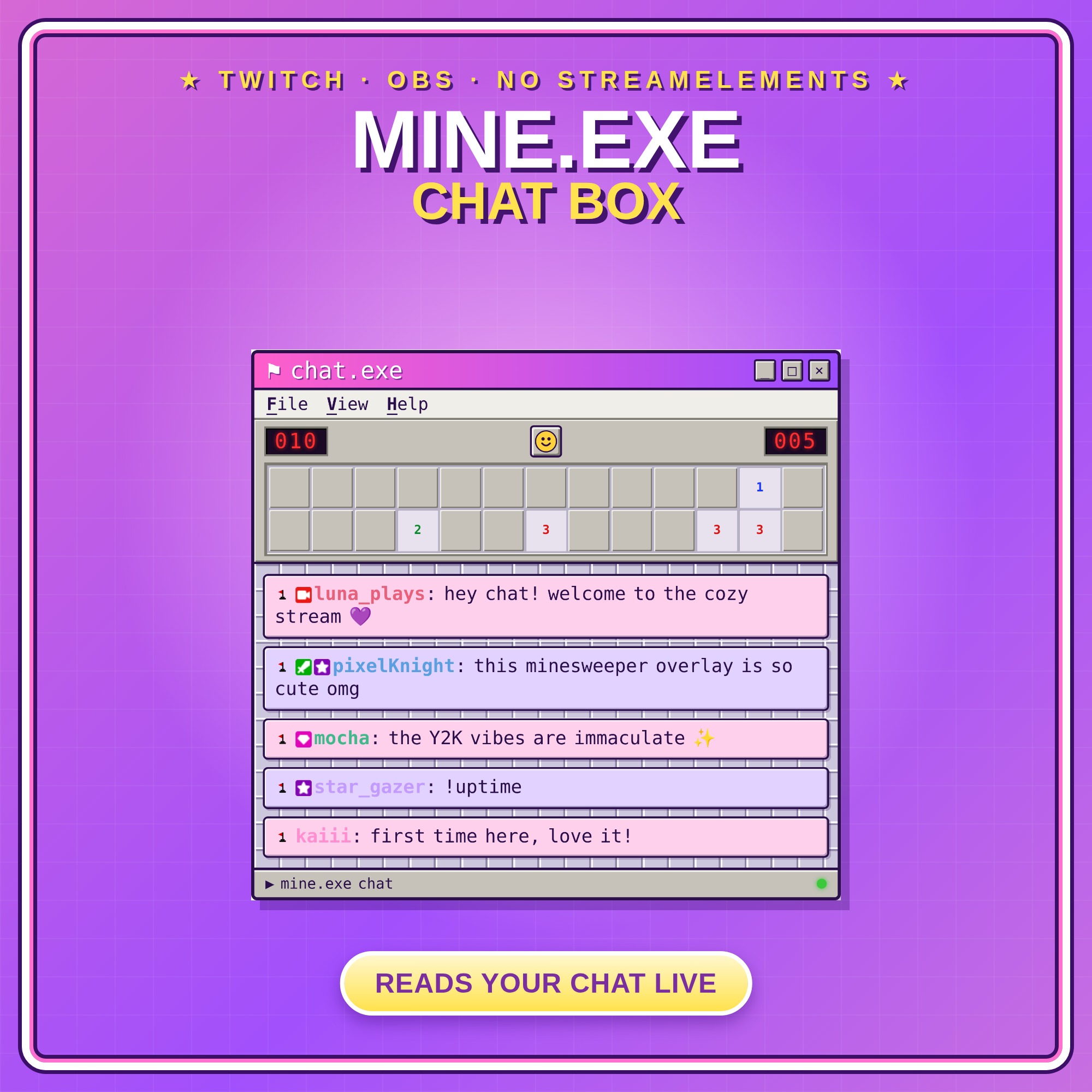 Y2K Minesweeper Chat Box