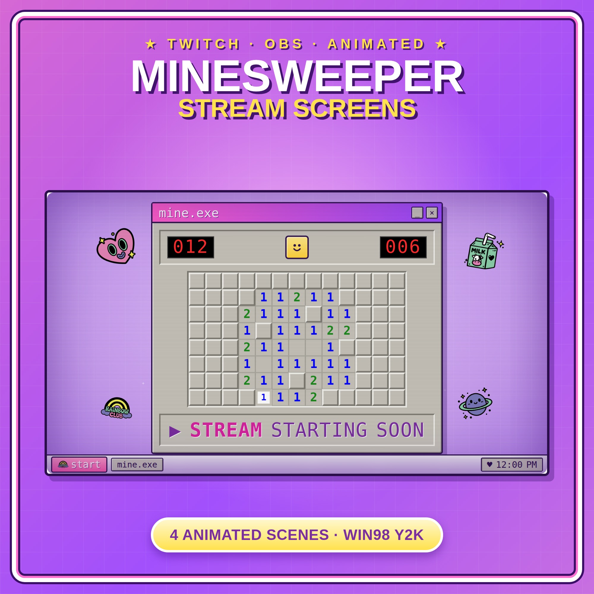 Y2K Minesweeper Stream Screens
